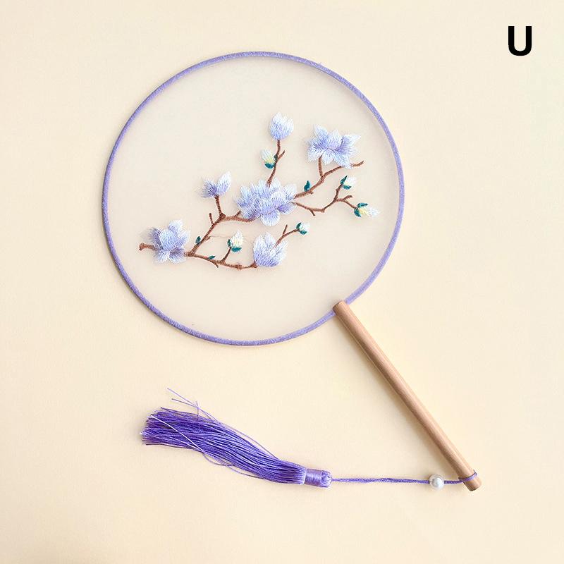 Chinese Ancient Style Round Fan Silk Embroidered Cheongsam Fan Dance Performance Photography Props Home Decor