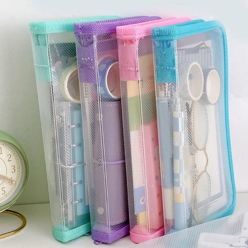 Portable Clear File Bag Zippered Closure Storage Pouches Multifunctional Receipt Organiser For School Office Supplies