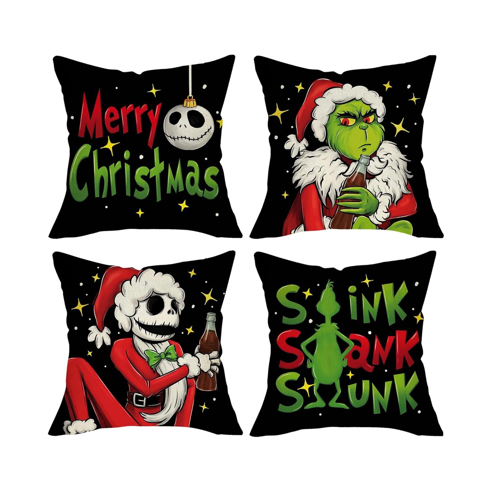 

Чехол для подушки с надписью «Рождественский подарок», 4 шт., 18 X 18 дюймов, зимняя праздничная наволочка для дивана One Size