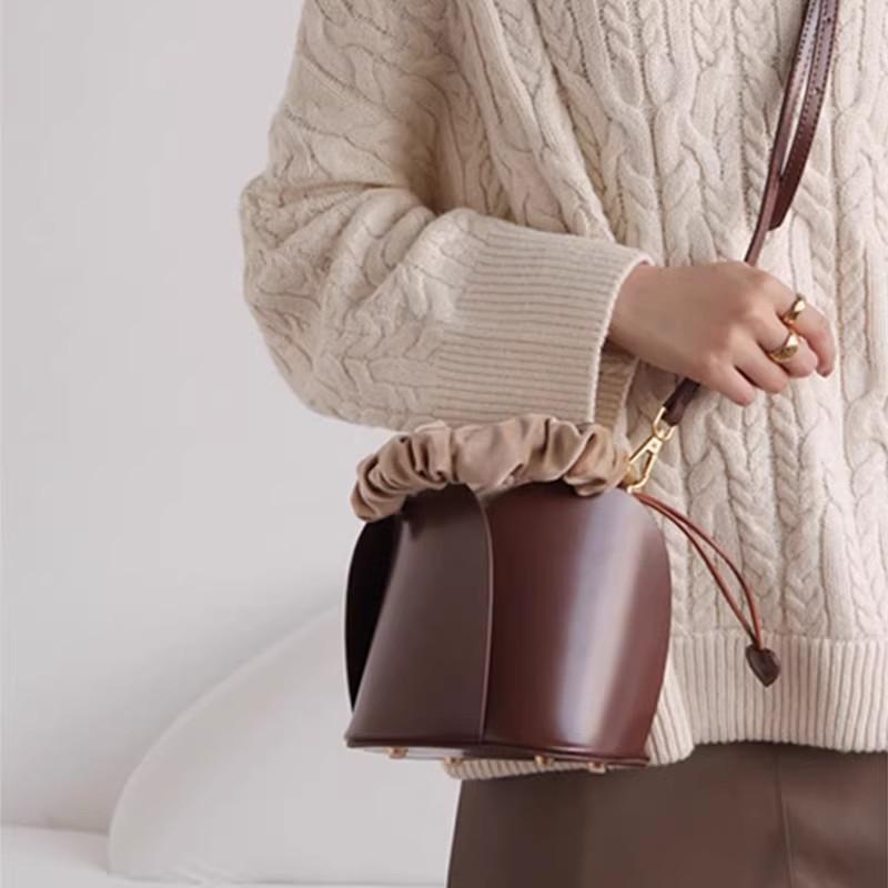 Bag Niche Design Petrel Basket Bucket Bag Red Wedding Bag Simple Cylinder Handbag Women's Bag