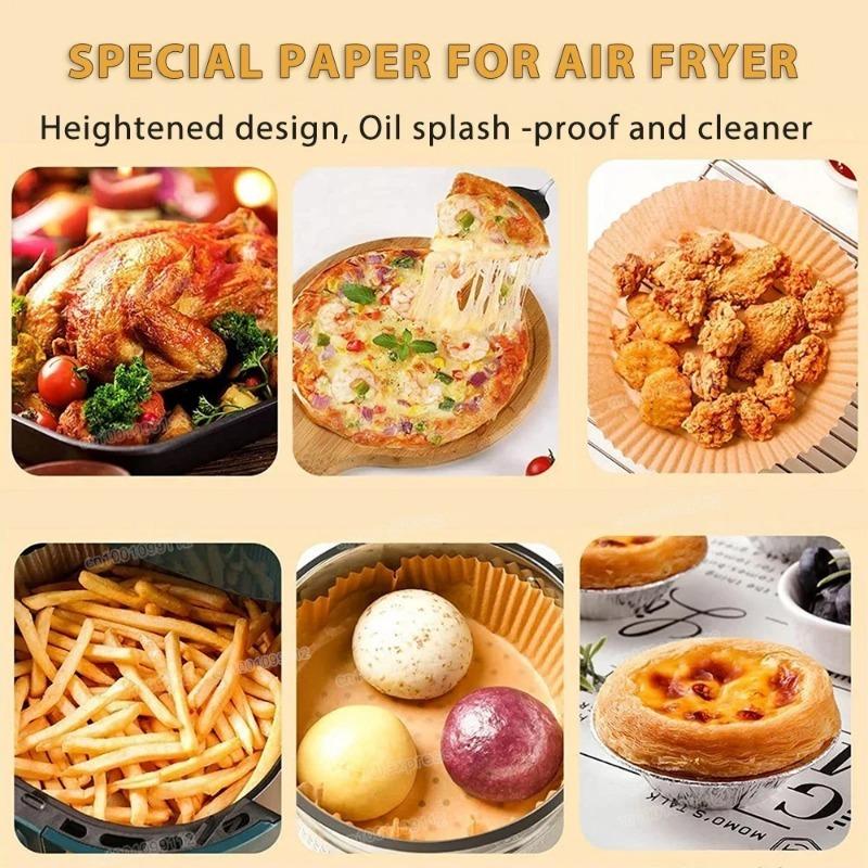 300PCS Home Kitchen Air Fryer Baking Paper, Barbecue Tray, Circular Oven Mat,disposable Oil Proof Paper Coating