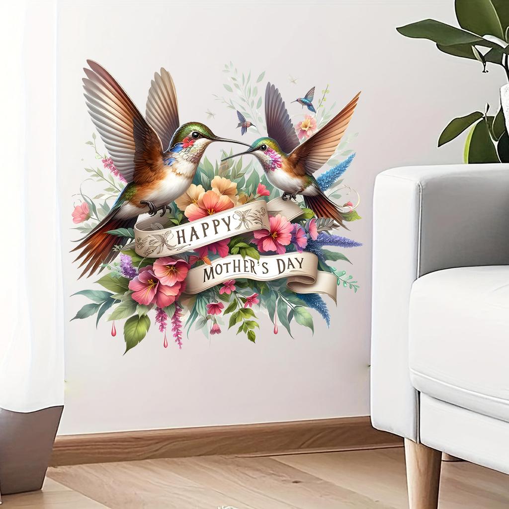 Happy Mother's Day Greeting Wall Sticker Self-Adhesive Removable for Bedroom Living Room Hallway Home Decor Art