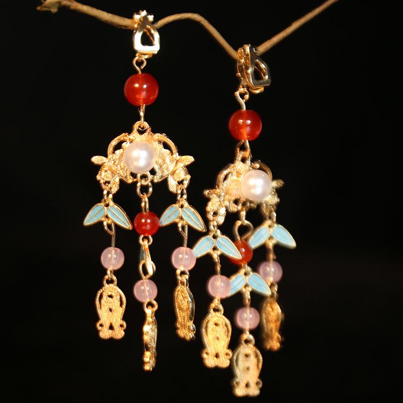 Red Tassel Earrings: Hanfu & Cheongsam Wedding Jewelry