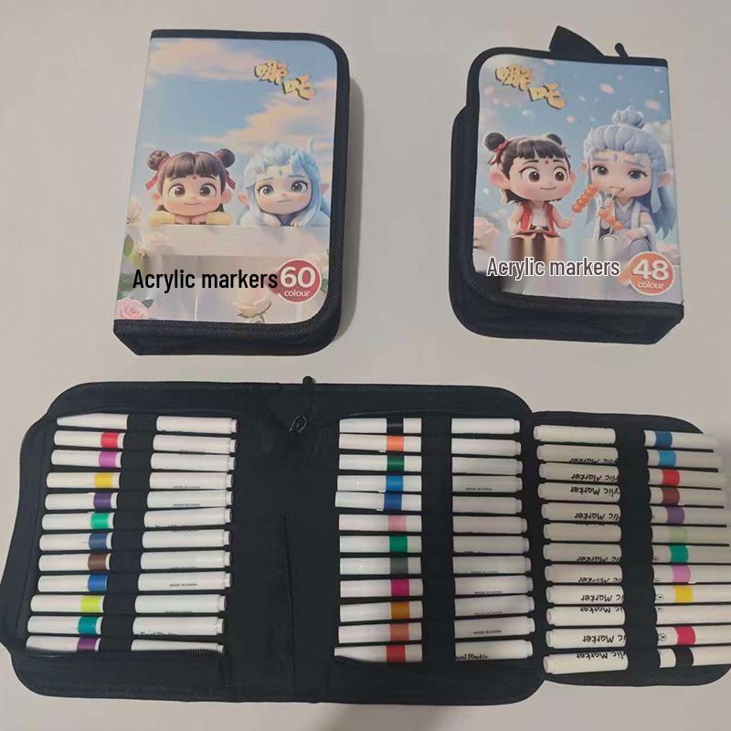 Nezha-Style Multifunctional Pencil Case: Elementary Student Marker & Watercolor Pen Storage Bag