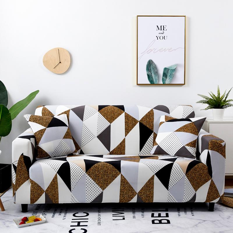 Stretch Sofa Cover Geometry  For Living Room Furniture Protector Couch Cover With Elastic Bottom Sofa Slipcovers For Pets, Kids