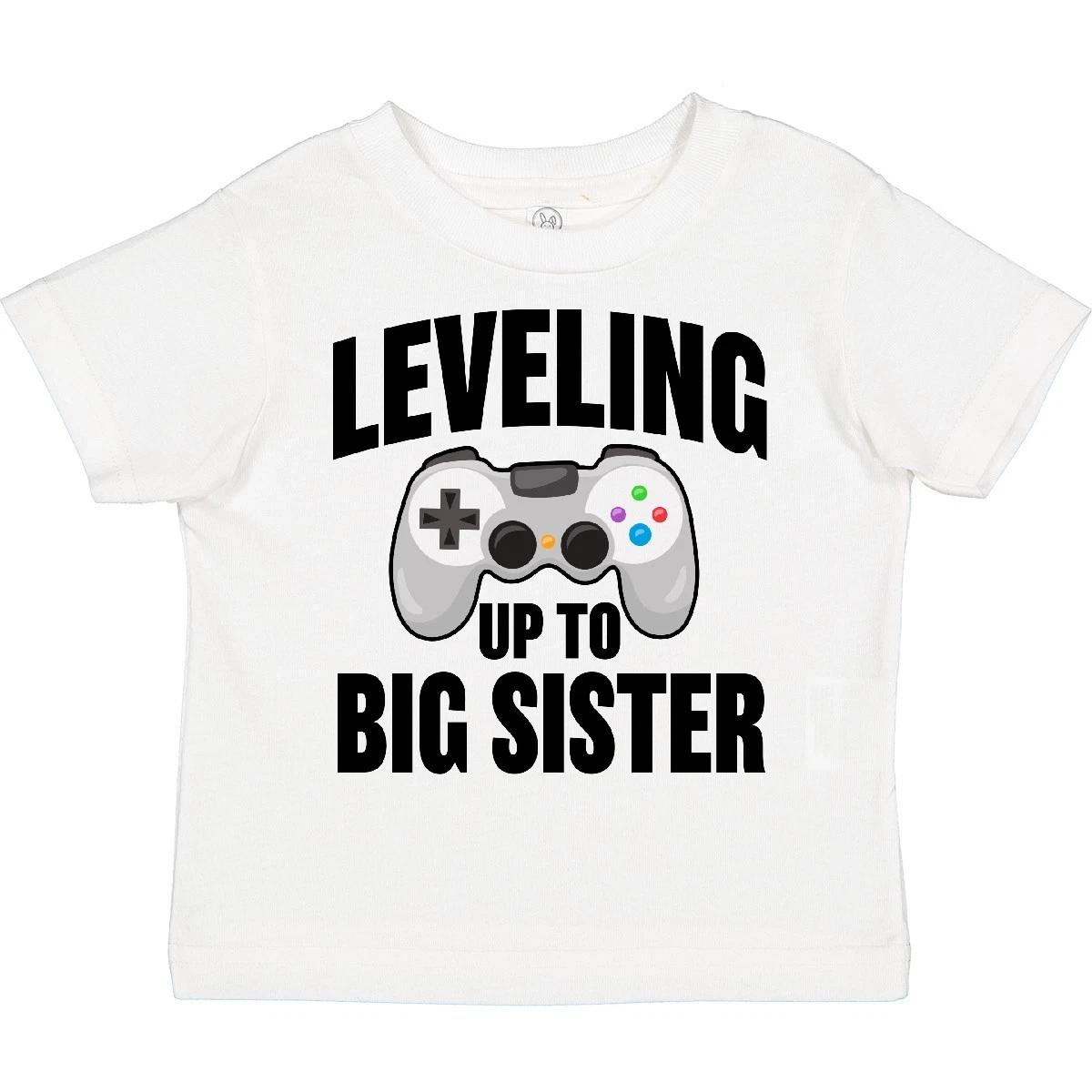 Inktastic Leveling Up To Big Sister Toddler kids boys T-Shirt Family Sis Announcet New 100