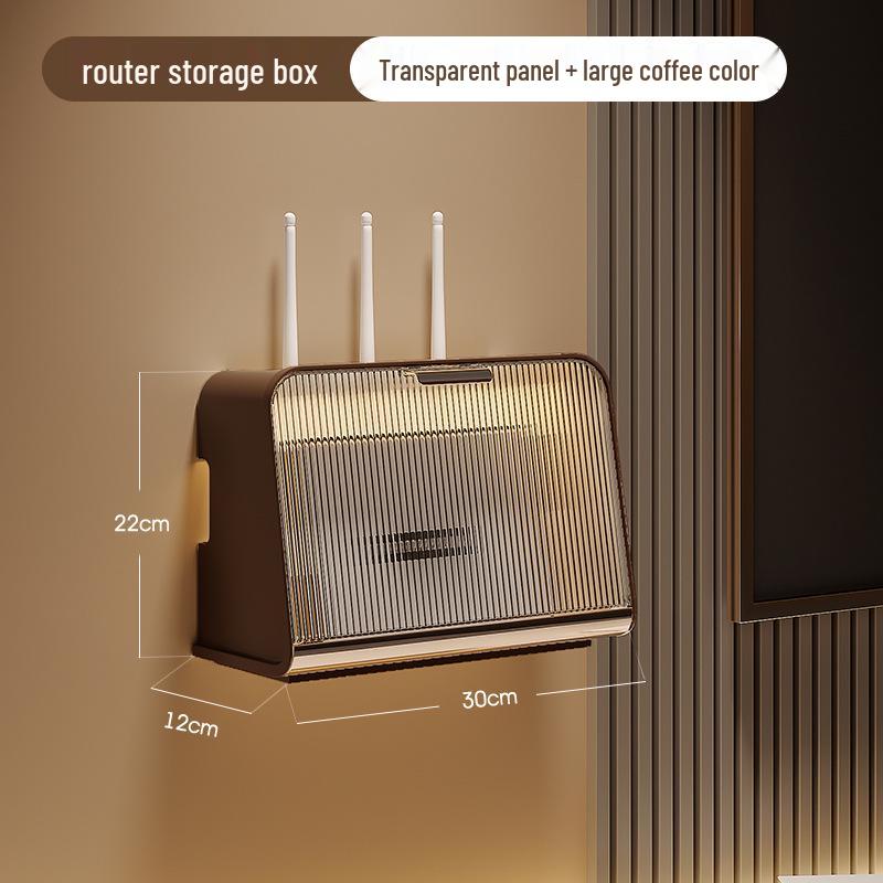 Wall-Mounted Multi-Functional Storage Box for WiFi Router, Power Strip, and Cable Management