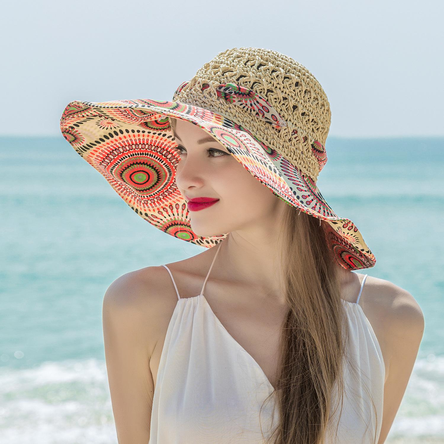 Summer Lady Flat Brim Straw Hat Body Wide Brim Sun Cheap Beach Hat Fedora Beach Paper Women Straw Hat
