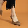 Designer Shoes Pumps Women High Heels Ruffles Boat Shoes Pointed Toe Stilettos  Office Lady Shoe Black Spring Autumn