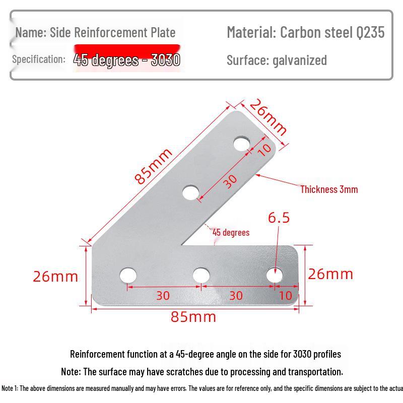 45°/135° Profile Surface Reinforcement Corner Connector Piece 203040
