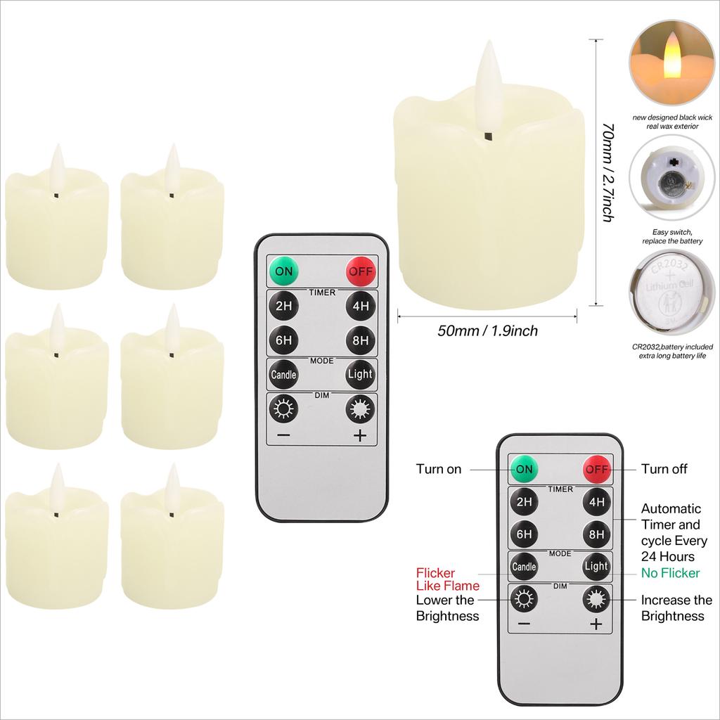 12/24 buc Lumânări Votive Fără Flacără cu Temporizator Telecomandă Ceară Reală Fitil Realist Lumânare cu Baterii pentru Decor Nuntă Petrecere
