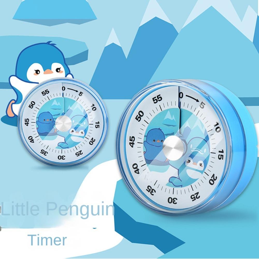 Cute Mechanical Timer Penguin Analogue Clock Time Reminder Countdown Timer  Office