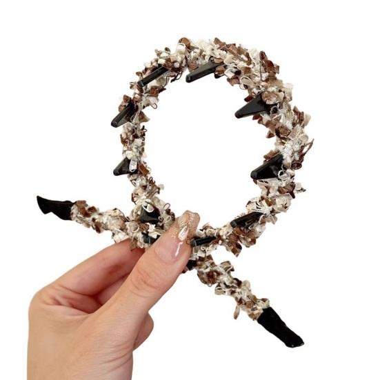 Wavy Headband Tweed Texture Non-Slip Braided Toothed Design Hair Hoop Women Volume-boosting Headband