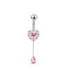 Pink Zircon Butterfly Heart Belly Button Ring For Women Stainless Steel  Flower Tassel Navel Ring Body Piercing Jewelry