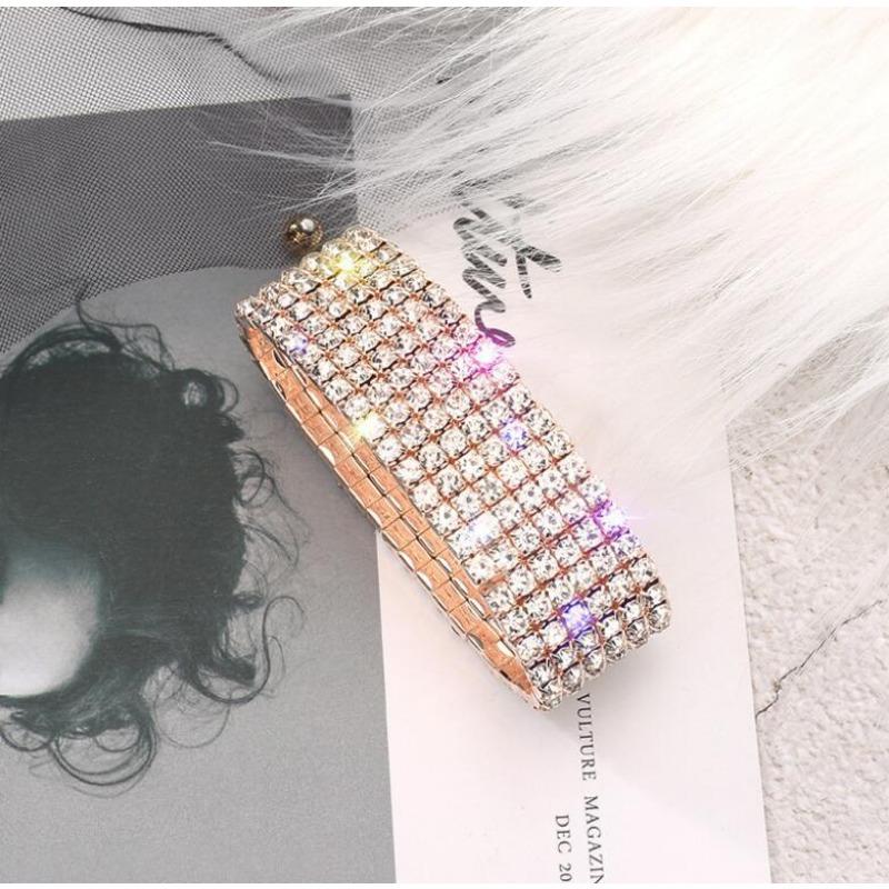 Diamond Versatile Temperament Bracelet for Women's Cold Style Fashion Bracelet Korean Version Simple and Versatile Elastic Bracelet