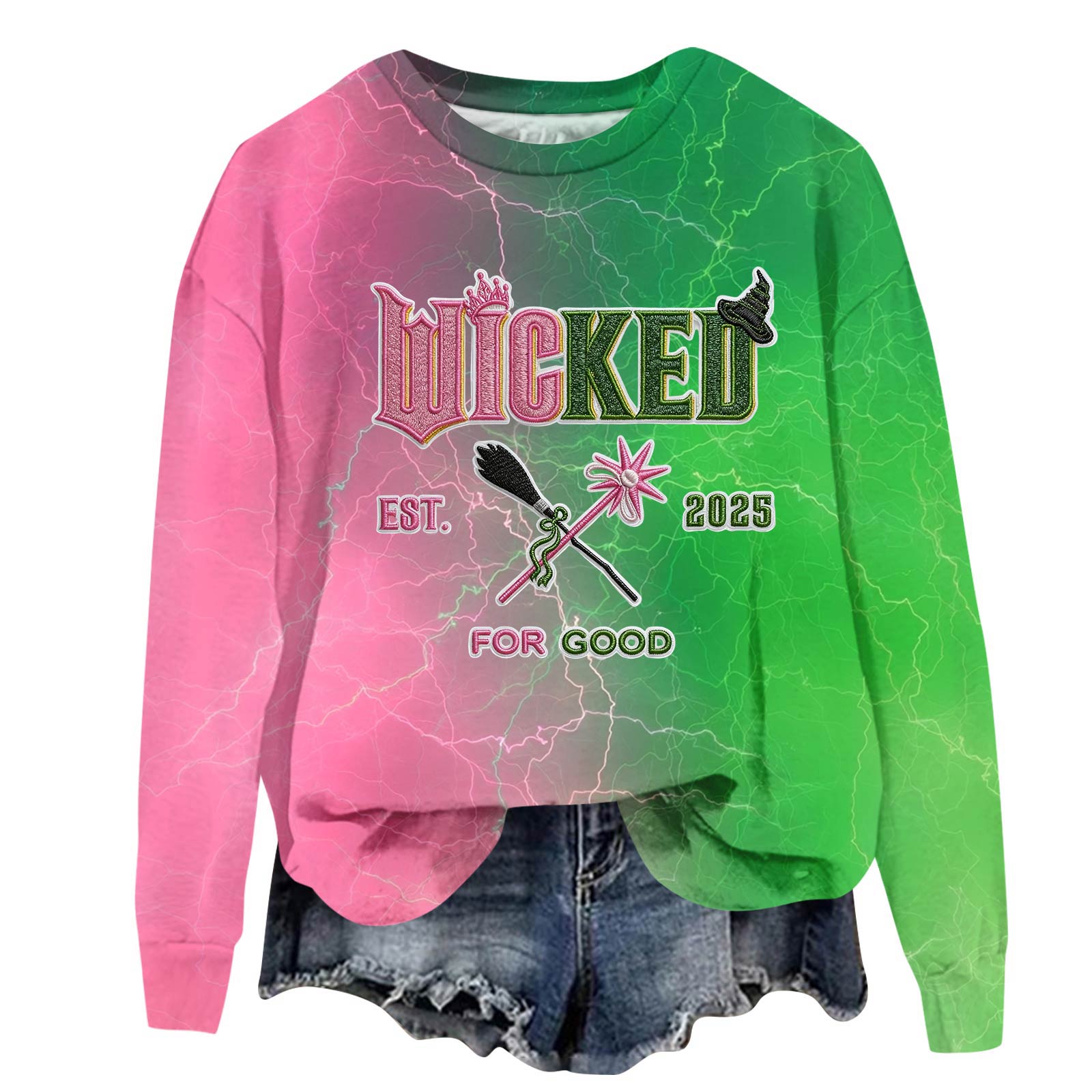 

Women s Fashionable Casual Oversized Long-Sleeved Round-Neck Printed Pullover Sweatshirt S