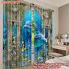 Set Of 2 Dolphin Ocean Curtains Printing Underwater Scene Coral Seaweed Colorful Fish Blue Background Living Room Curtain Polyester Perfect For