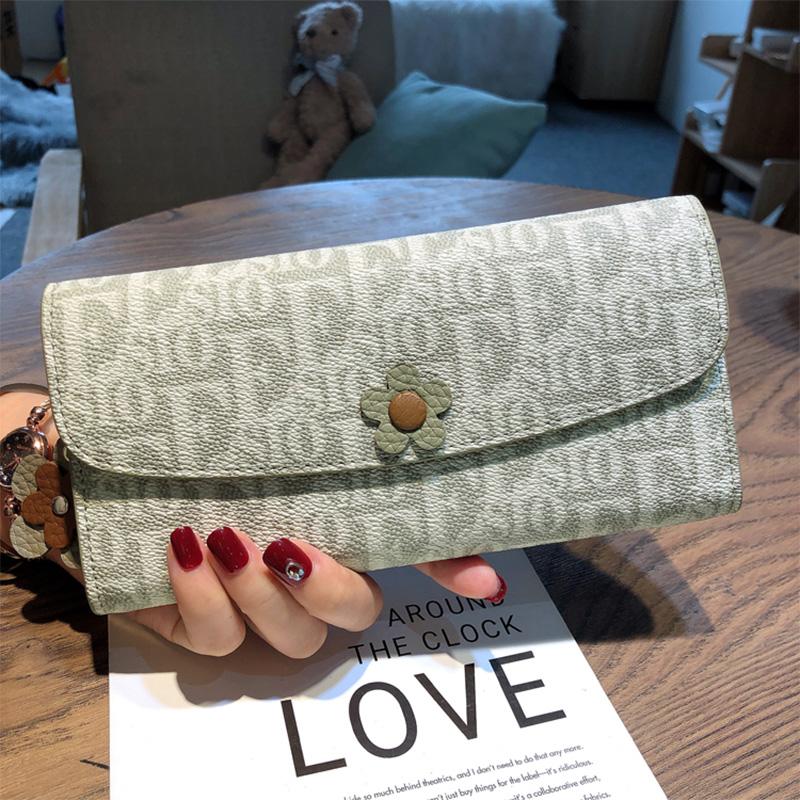 

Длинные женские кошельки из натуральной кожи, модные аппликации из воловьей кожи, кошелек-конверт, клатч с буквенным принтом, бумажник, подарок на день рождения, Рождественский подарок светло-зеленый