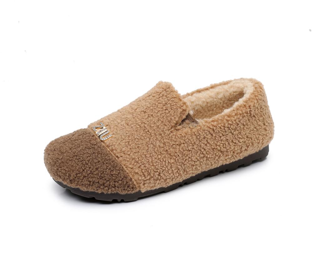 Women's Winter Fleece Loafers Shoes Walking Shoes Casual Warm Indoor Outdoor Sneakers Non-Slip Cozy House Shoes for Women Furry Work Flats Shoes