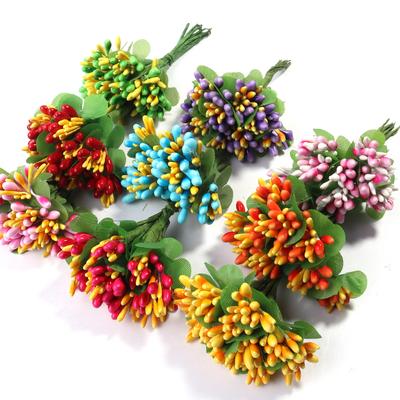 20Pcs/bag Artificial Flower Small Berries Flower Bouquet Leaves DIY Girls Hair Crafts Wedding Garden Arch Yard Rattan Decoration