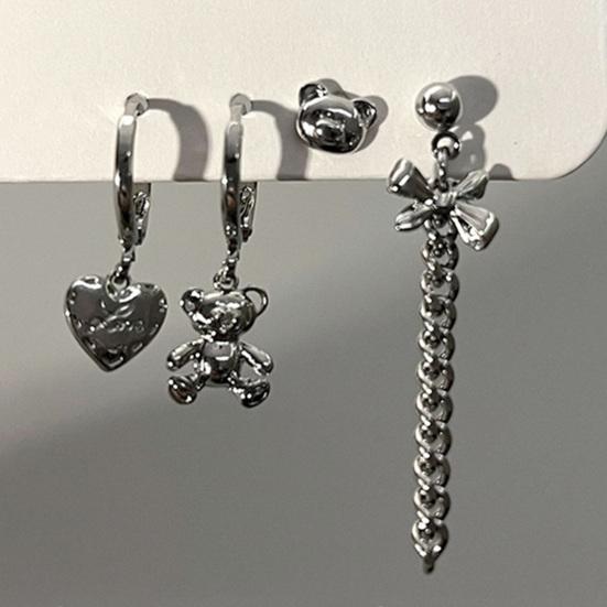 1 Set Damen Ohrringe Süß Cool Gothic Mehrere Stile Elegant Geschenk Legierung Liebesherzförmig Creolen Hänge Stecker Ohrringe Set für Verabredungen