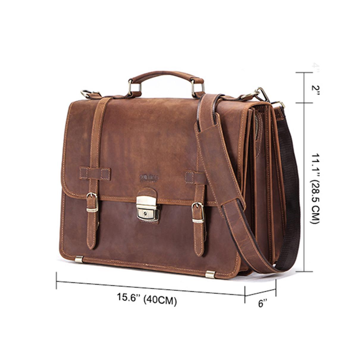 CONTACT S мужской вместительный портфель из натуральной кожи в классическом стиле кофейный — фото 9