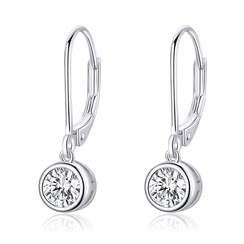 WOSTU New Fashion 100% 925 Silver Exquisite Round Zircon Drop Earrings For Women Wedding Earrings Luxury Jewelry CQE747