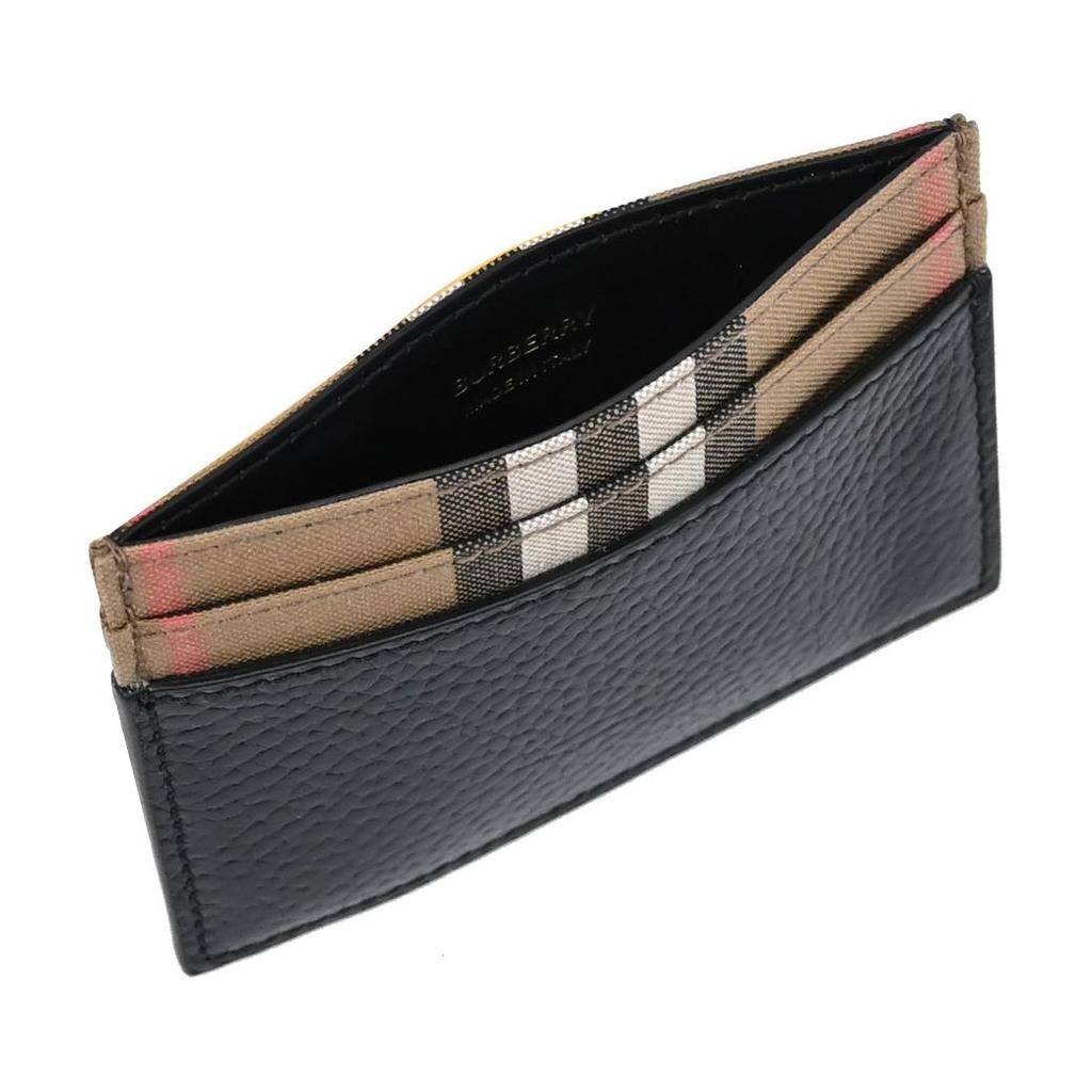 Burberry Classic Print Logo Leather Wallet Unisex And Couple Style Black