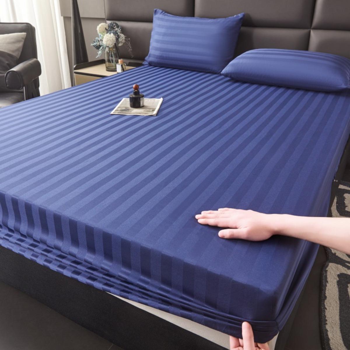 

Простыня на резинке из 100% хлопка, плотность 500 нитей, подходит для спален, отелей и гостевых комнат 200*220cm синий