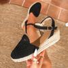 2026 New Women's Wedge Espadrille Sandals Ankle Strap Platform Shoes Breathable Knit Design Fashion Casual Summer Sandals Size35