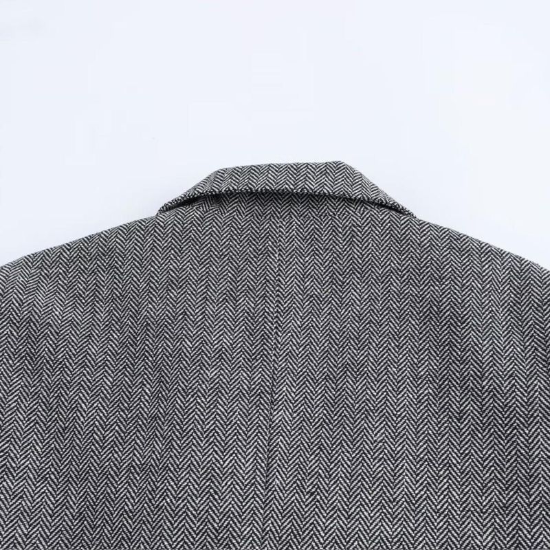 Kaslead New Arrival Women's Clothing Fashion Style Fashion Minimalist with Padded Shoulder Herringbone Pattern Suit Outwear