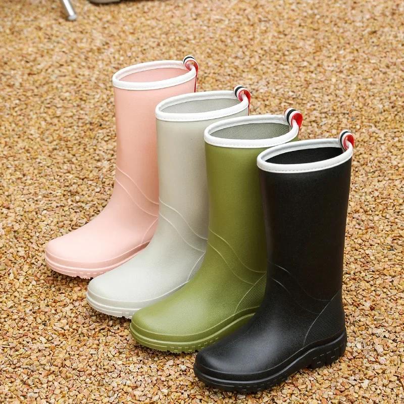 Fashion Mid Calf Rubber Boots Women Rain Shoes Waterproof Galoshes Woman Working Garden Rain Boots Puddle Water Shoes