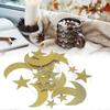 5 Pcs Star Moon Banners Gold Shining Exquisite Eid Mubarak Hanging Banners for Ramadan Background Decoration