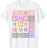 Danish Pastel Flower Grid Retro Daisy Aesthetic Graphic Tee Shirt Soft Cotton Summer