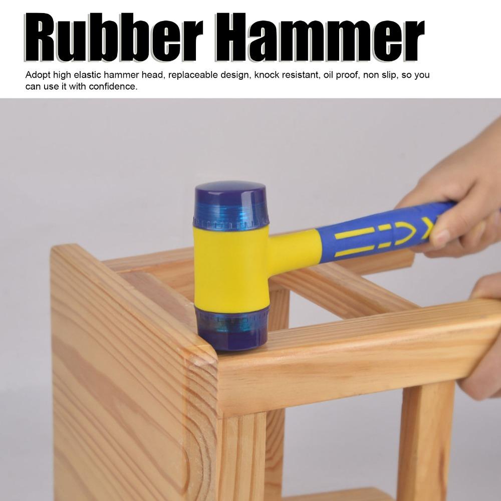 Multi-Purpose Rubber Mounted Hammer Anti-Slip Shockproof Double-Sided Mallet Small Hammer DIY a