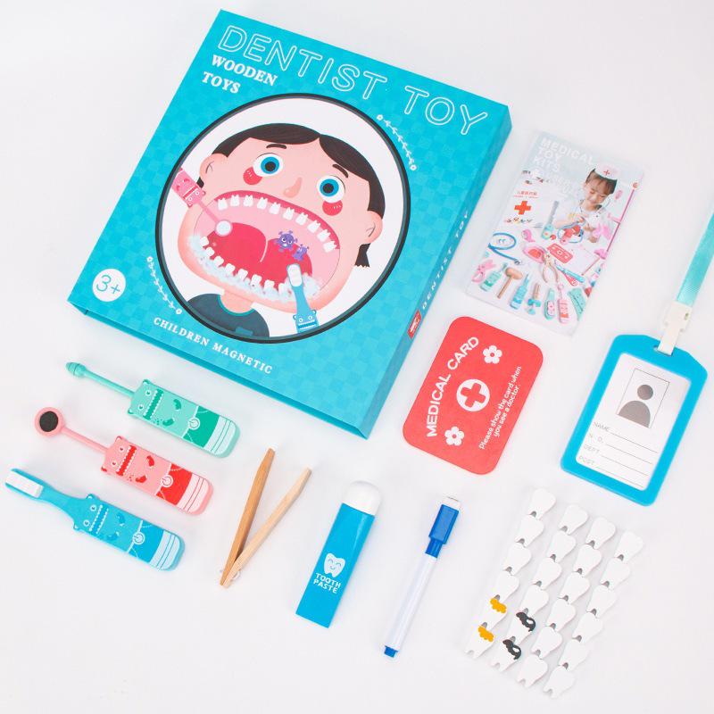 Kids Dental Care Role-Play Set - Wooden Dentist & Nurse Simulation Toy