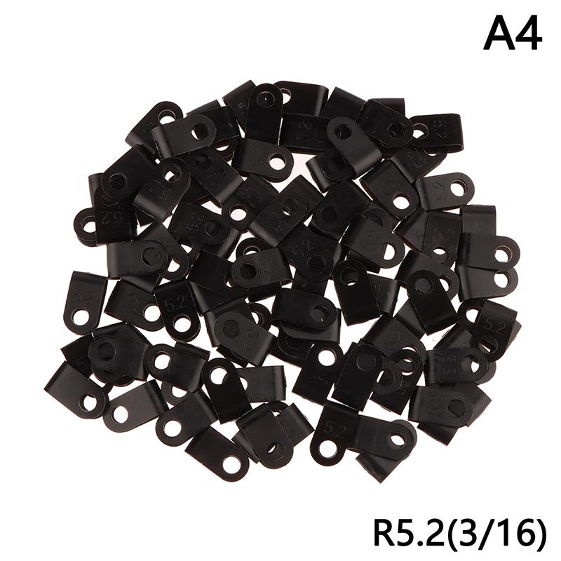 100Pcs/Pack U-Type R-Type Nylon Clamp Cable Clips Plastic Hose Fasteners Mount Fix Hardware Electrical Fitting Wire Management