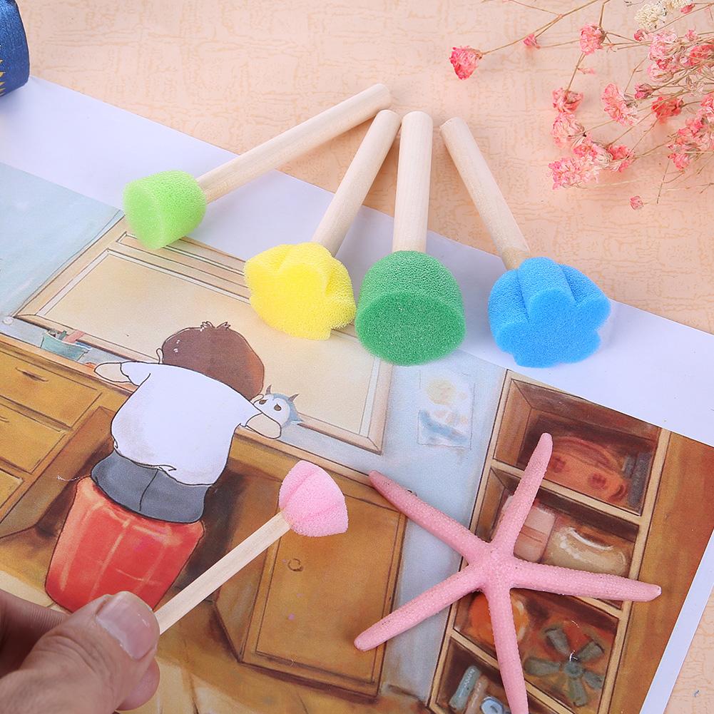 5 STÜCKE DIY Holz/Kunststoff Schwamm Graffiti Malerei Pinsel für Kinder Zeichnung Spielzeug Kindergarten Früh Pädagogisches Spielzeug Geschenk