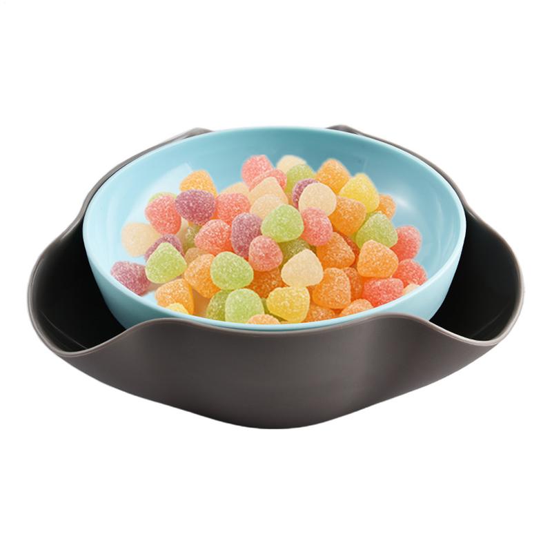 Double Layer Snack Bowls Dish Nut Serving Storage Bowl Pistachios Bowl with Shell Storage Round Snacks Dish for Cherries Popcorn