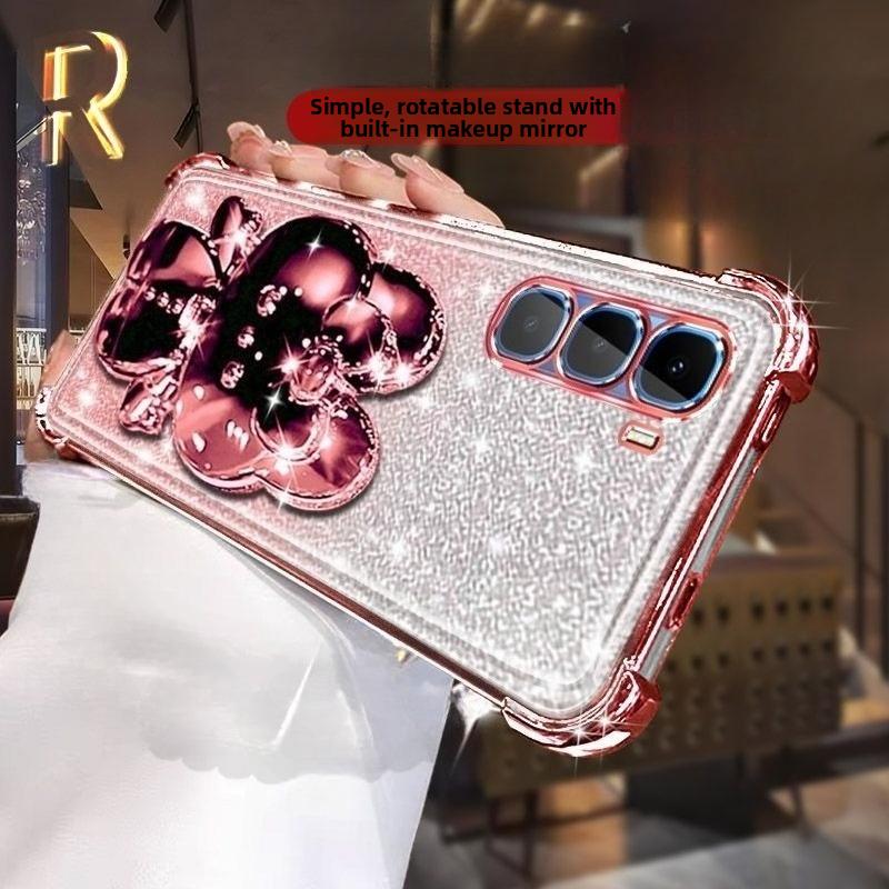 Glitter Mirror Rabbit Stand Phone Case for INFINIX HOT 70 60 50 40 Pro Plus 60I 50I 40I 4G 5G Four Corner Shockproof Soft Cover