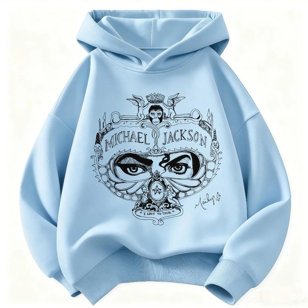 Felpa con cappuccio unisex con stampa Michael Jackson per bambini – Nuova Autunno/Inverno 2026 Felpa calda per bambini Top Grafico Icona Pop Retrò
