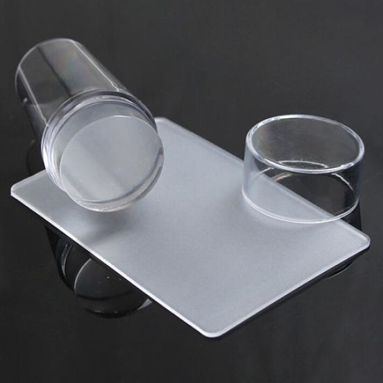 2 In 1 Clear Jelly Nail Art Stamping Kit Soft Stamper + Scraper Manicure Tool