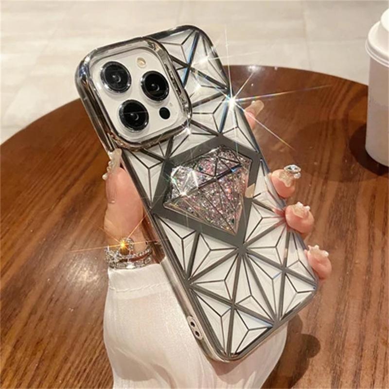 

Для iPhone 15 Pro Max Роскошный чехол с покрытием Flash Diamond для телефона iPhone 11 12 13 14 15 Мягкий прозрачный защитный чехол iPhone 15 Pro Max серебряный