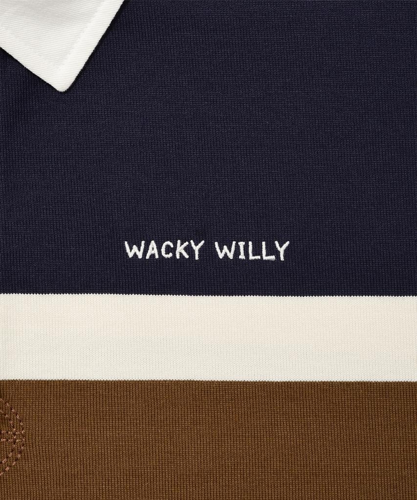 WACKY WILLY Women'S Striped Collared Long Sleeve Navy