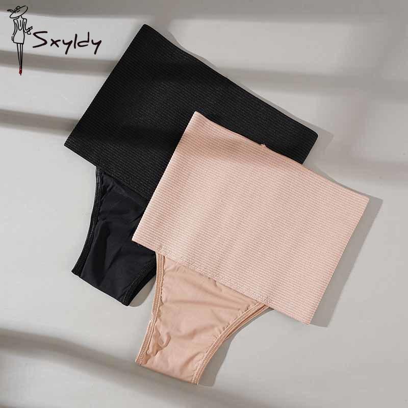 Womens High Waist Control Shaper Thongs Breathable Comfort Elastic Intimates Shapewear Panties Thongs High Waist Flat Belly