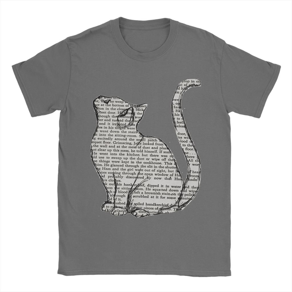 books and cats and books and cats T Shirt Beach Trendy Cool T Shirts Unisexs Cotton Crewneck Clothes Short Sleeve YK Retro Tops