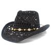 High-end Spring and Summer Must-have Elegant Paper Straw Hat Personalized Shell Decoration Elegant Cowboy Hat Men's and Women's Travel Beach Hat