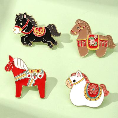 Brooch Pin 2026 Zodiac Horse Brooch Zinc Alloy Enamel Shirt Collars Scarves Badge Traditional Culture Jewelry