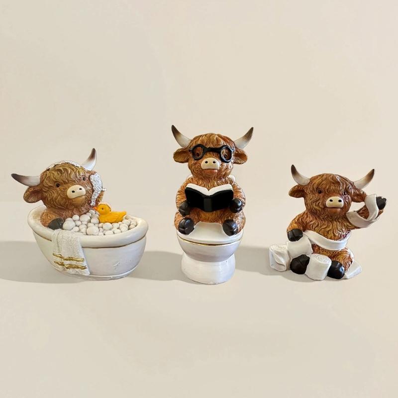 Quality Resin Statue Cow Sculpture With Detailed Texture Great Gift For Nature Lover And Collectors