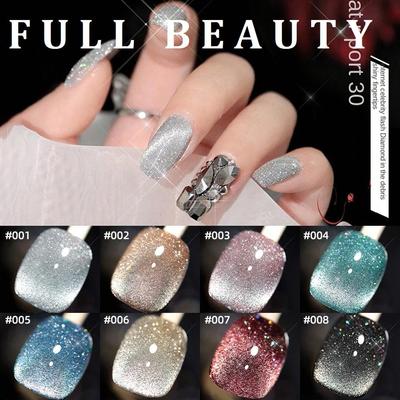 10ML Cat Eye Nail Gel Art Glitter Shinny Effect Silver UV Gel Polish Shimmer Dust DIY Nails Decor